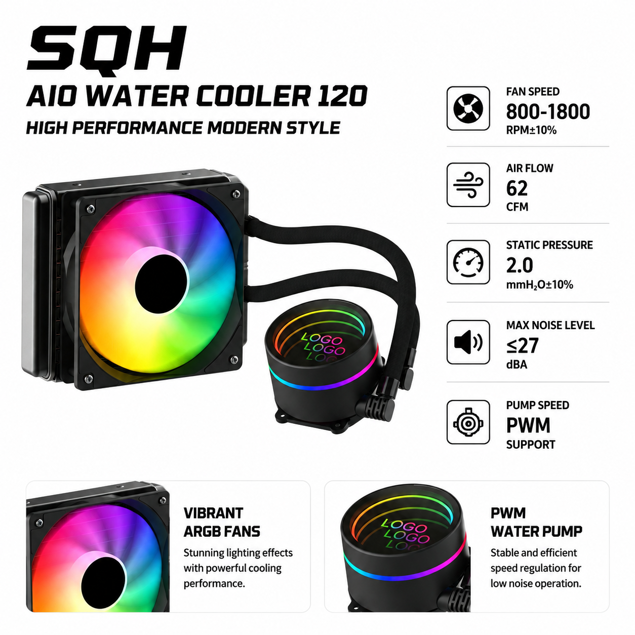 SQH-A01-120B AIO Water Cooler 120mm 4