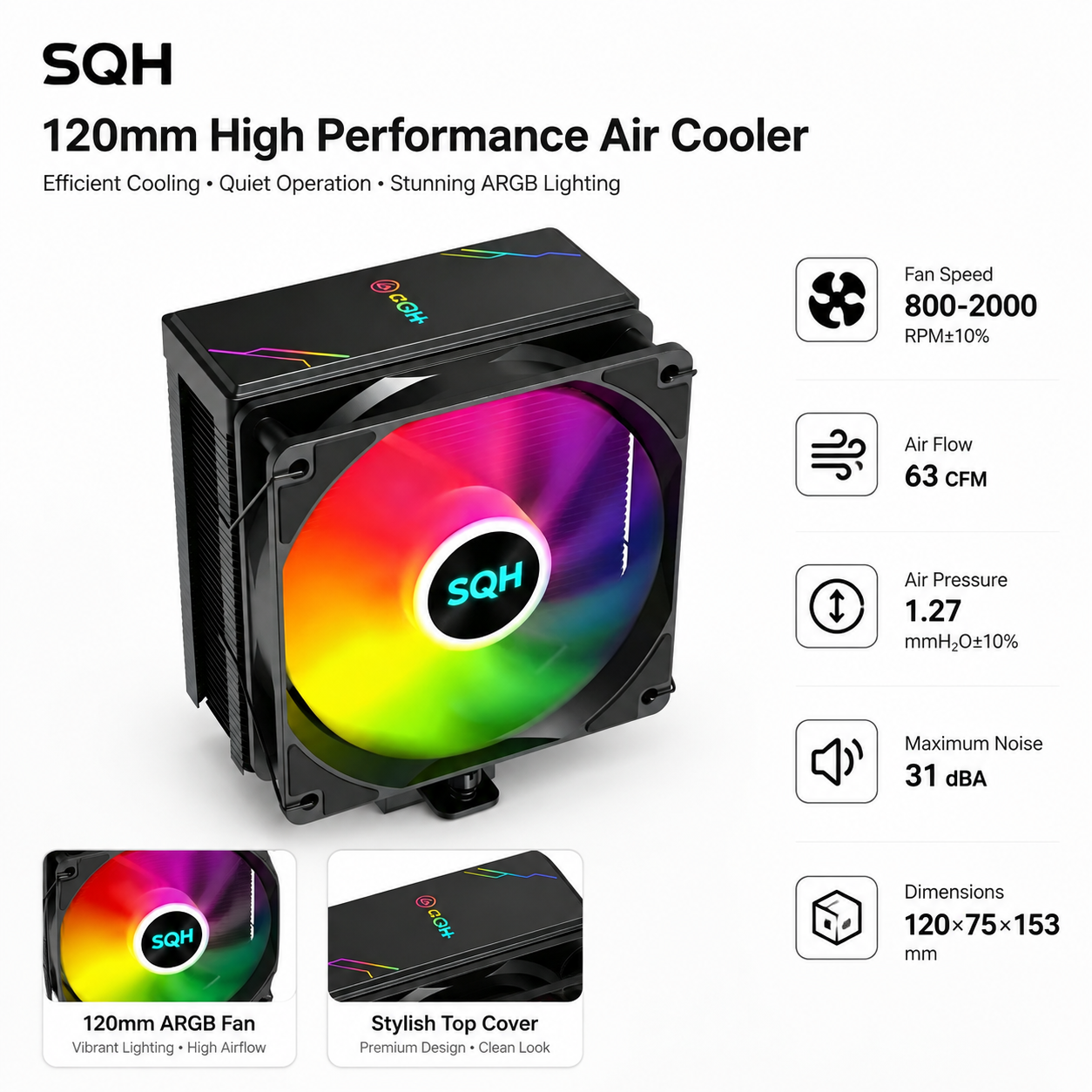 SQH-B002-12025 4-Heatpipe RGB Top Cover 3