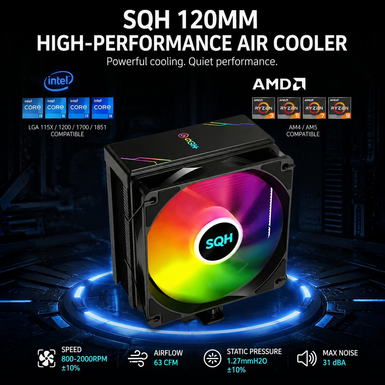 SQH-B002-12025 4-Heatpipe RGB Top Cover 4